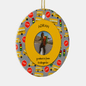 Yellow School Bus Kindergarten Abschluss Keramik Ornament (Rechts)