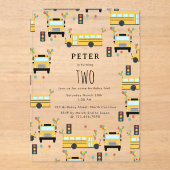 Yellow School Bus Kindergeburtstag Party Acryleinladungen (Vorderseite)