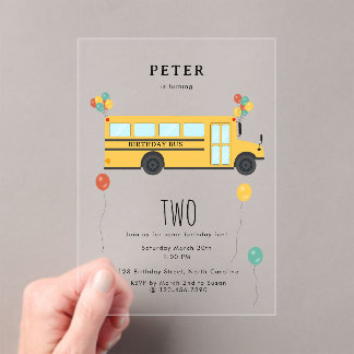 Yellow School Bus Kindergeburtstag Party Acryleinladungen