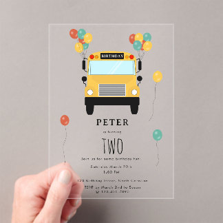 Yellow School Bus Kindergeburtstag Party Acryleinladungen