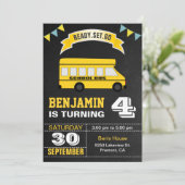 Yellow School Bus Kindergeburtstag Party Einladung (Stehend Vorderseite)