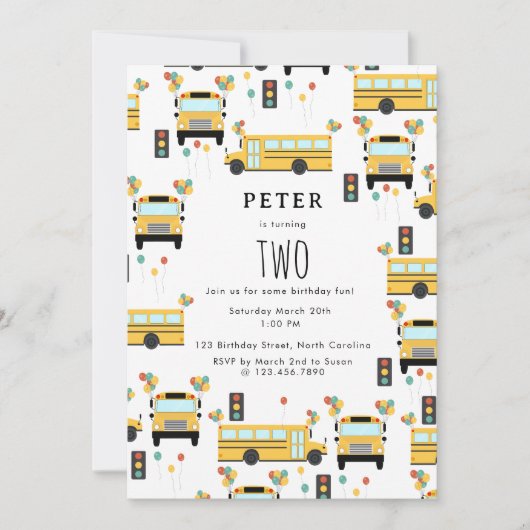 Yellow School Bus Kindergeburtstag Party Einladung (Vorderseite)