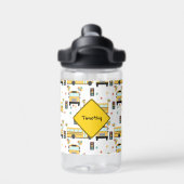 Yellow School Bus Party Kids Custom Name Trinkflasche (Rückseite)