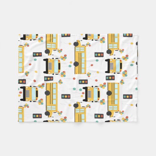 Yellow School Bus Party Kinder Fleecedecke (Vorderseite (Horizontal))