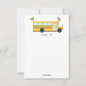 Yellow School Bus Party Kinder Name Dankeskarte (Vorderseite)