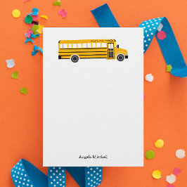 Yellow School Bus Personal Stationery Flat Cards Dankeskarte