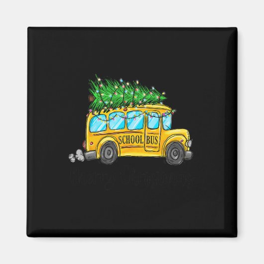 Yellow School Bus Weihnachtsbaum Treiber Paja Magnet (Vorne)