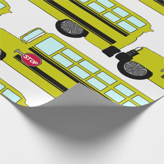 Yellow School Bus with Stop Sign Geschenkpapier (Ecke)