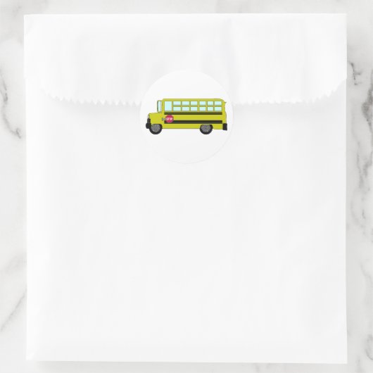 Yellow School Bus with Stop Sign Runder Aufkleber (Tasche)