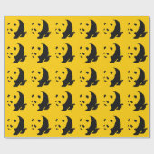 Yellow Schwarz-weiß Panda Weihnachtswrapper Geschenkpapier (Flach)