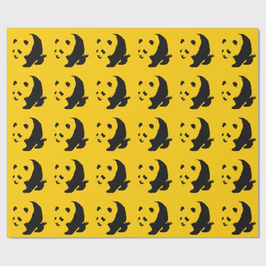 Yellow Schwarz-weiß Panda Weihnachtswrapper Geschenkpapier (Flach)