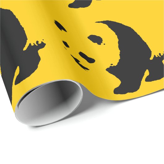 Yellow Schwarz-weiß Panda Weihnachtswrapper Geschenkpapier (Rolleneckpunkt)