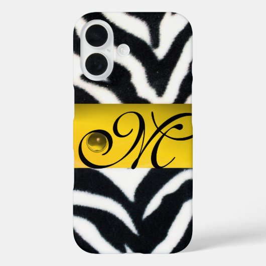 YELLOW SCHWARZ-WEISS ZEBRA FUR MONOGRAM, Topaz Case-Mate iPhone Hülle (Rückseite)