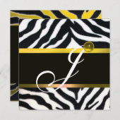 YELLOW SCHWARZ-WEISS ZEBRA FUR MONOGRAM, Topaz Einladung (Vorne/Hinten)