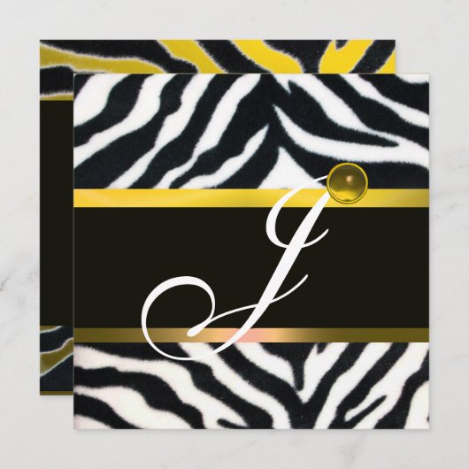YELLOW SCHWARZ-WEISS ZEBRA FUR MONOGRAM, Topaz Einladung (Vorne/Hinten)