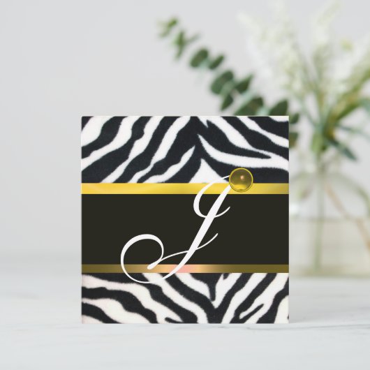 YELLOW SCHWARZ-WEISS ZEBRA FUR MONOGRAM, Topaz Einladung (Stehend Vorderseite)