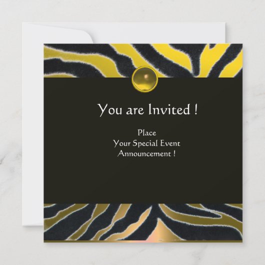 YELLOW SCHWARZ-WEISS ZEBRA FUR MONOGRAM, Topaz Einladung (Rückseite)