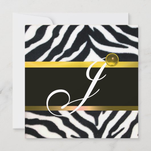 YELLOW SCHWARZ-WEISS ZEBRA FUR MONOGRAM, Topaz Einladung (Vorderseite)