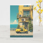 Yellow Scooter by Seaside Karte (Gelbe Blume)