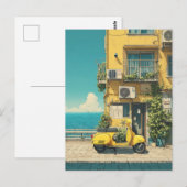 Yellow Scooter by Seaside Postkarte (Vorne/Hinten)