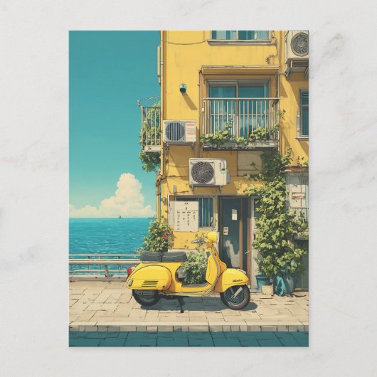 Yellow Scooter by Seaside Postkarte (Vorderseite)