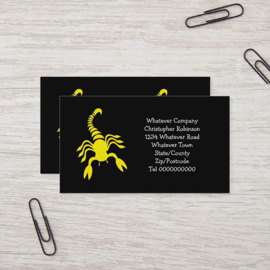 Yellow Scorpion Business Card Visitenkarte (Vorderseite/Rückseite Beispiel)