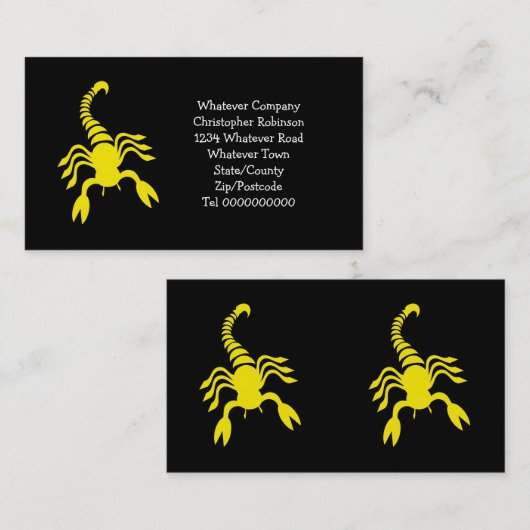Yellow Scorpion Business Card Visitenkarte (Vorne/Hinten)