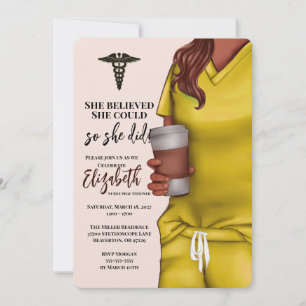 Yellow Scrubs Nursing School Abschluss Einladung