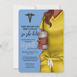Yellow Scrubs Nursing School Abschluss Einladung