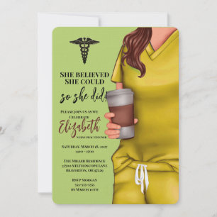 Yellow Scrubs Nursing School Abschluss Einladung