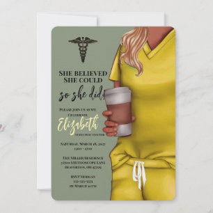 Yellow Scrubs Nursing School Abschluss Einladung