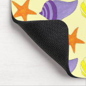 Yellow Seashell Sea Muscheln Conch Starfish Beach Mousepad (Ecke)