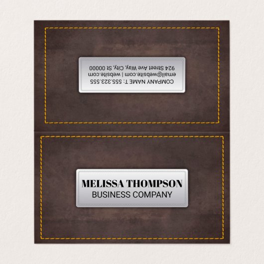 Yellow Seems | Braunledergewebe Visitenkarten (Außenseite Aufgefaltet)