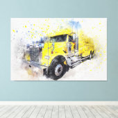 Yellow Semi Tow Truck Leinwanddruck (Insitu (Holzboden))