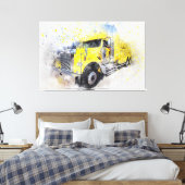 Yellow Semi Tow Truck Leinwanddruck (Insitu (Schlafzimmer))