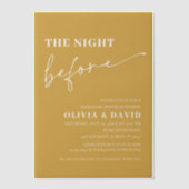 Yellow Senf The Night Before Probe Dinner Pergament Einladungen (Vorderseite)