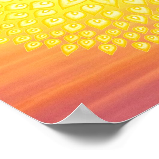 Yellow Shining Sun Mandala Sunset Poster (Ecke)
