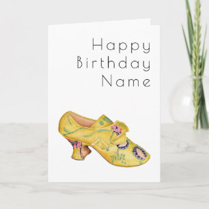 Yellow Shoe Art Deco Birthday Card Karte