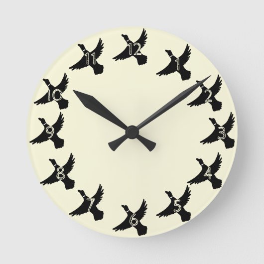 Yellow Silhouette Flying Runde Wanduhr (Vorderseite)