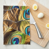 Yellow Silver Pfau Marble Agate Glam Geschirrtuch (Viertel Falte)