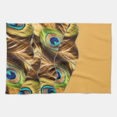 Yellow Silver Pfau Marble Agate Glam Geschirrtuch (Horizontal)