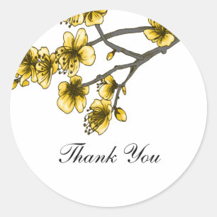 Yellow Simple Cherry Blossoms Danke Stickers