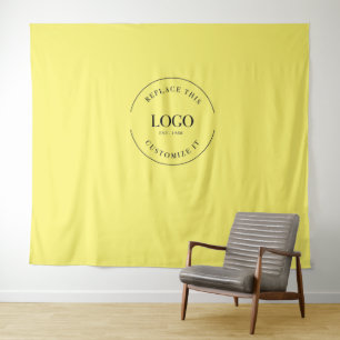 Yellow Simple Custom Logo Background Company Wandteppich