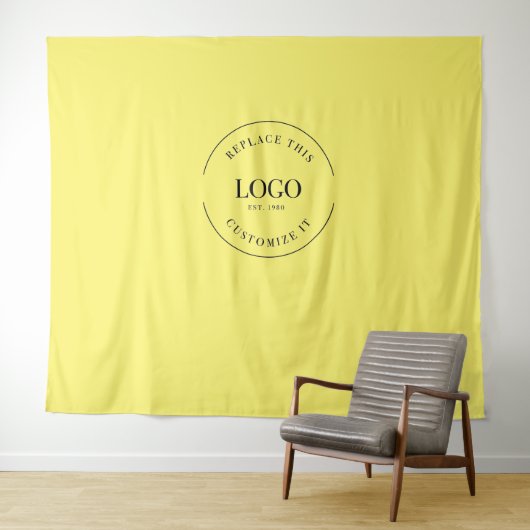 Yellow Simple Custom Logo Background Company Wandteppich (Beispiel (Horizontal))