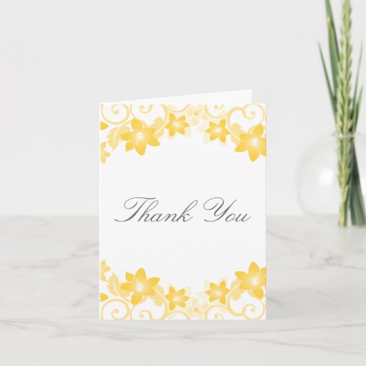 Yellow Simple Floral Danke Card (Vorderseite)