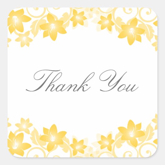 Yellow Simple Floral Danke Stickers (Vorderseite)