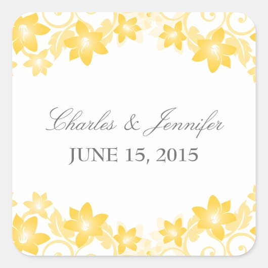Yellow Simple Floral Wedding Stickers (Vorderseite)