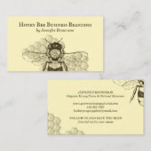 Yellow Simple Honeycomb Bee Retro Apiary Visitenkarte (Vorne/Hinten)