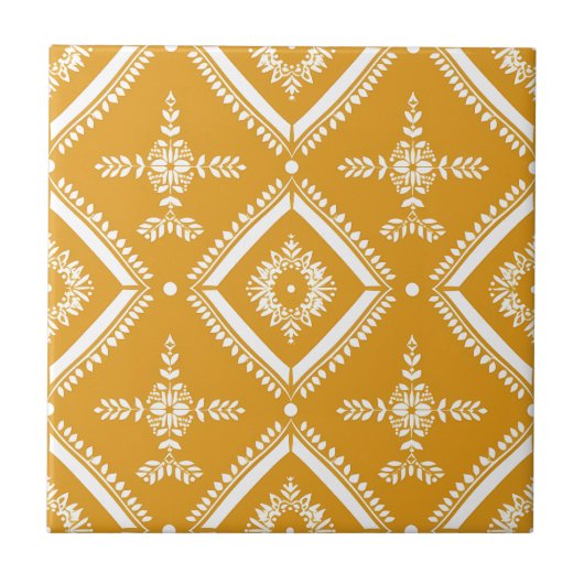 Yellow Simple Indian Geometric Elegant Rustikal Fliese (Vorderseite)