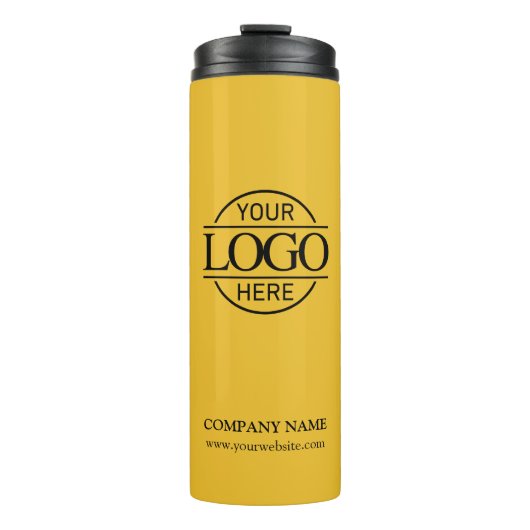 Yellow Simple Modern Brand Company Business Logo Thermosbecher (Vorderseite)